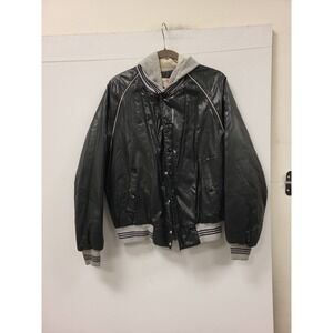 King Louie TGI Fridays Bomber Jacket Mens Size M Black Hooded Retro Style USA